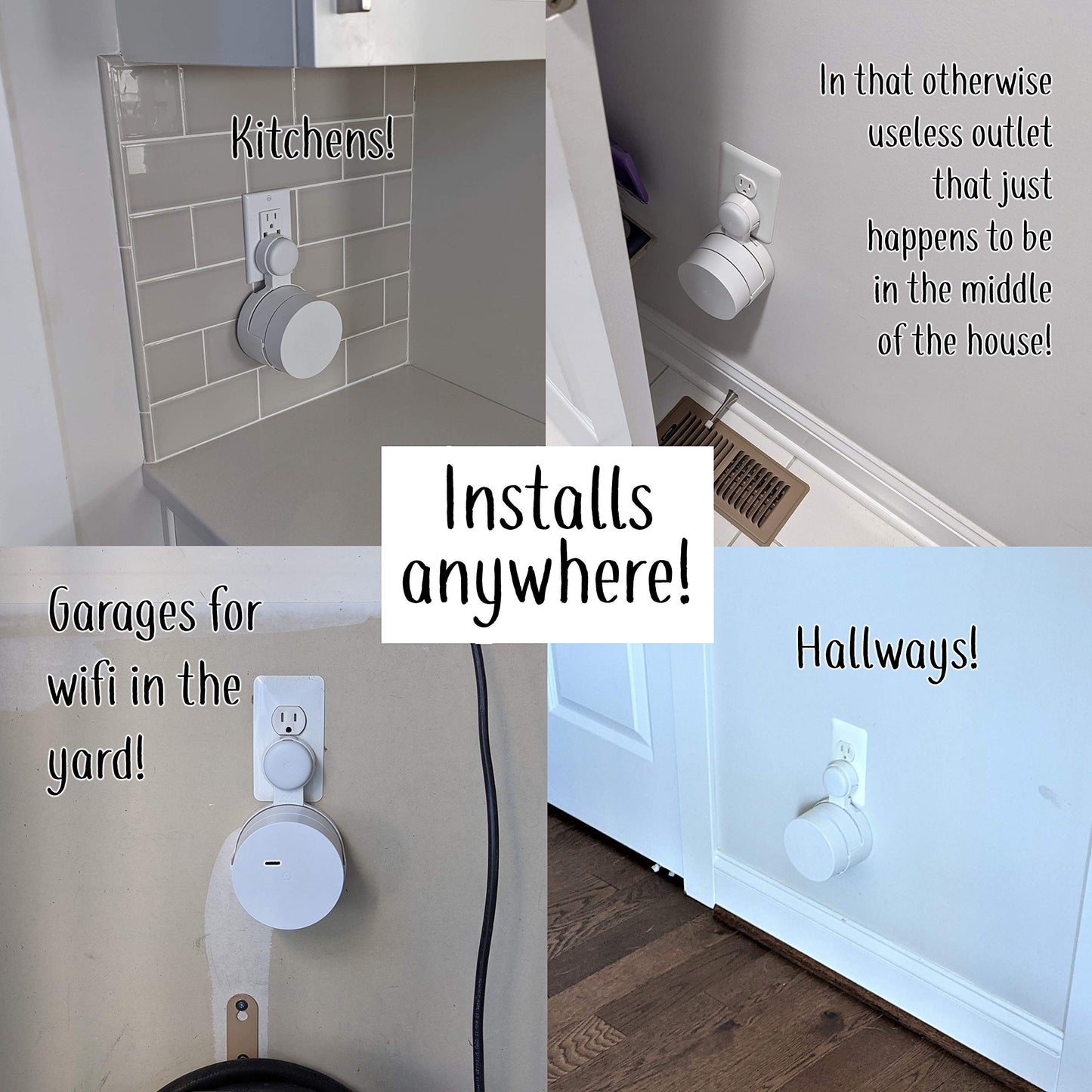 Google WiFi Outlet Holder Mount: [NEW 2020 - Present Version - Round Plug] The Simplest Wall Mount Holder Stand Bracket for Google WiFi Routers