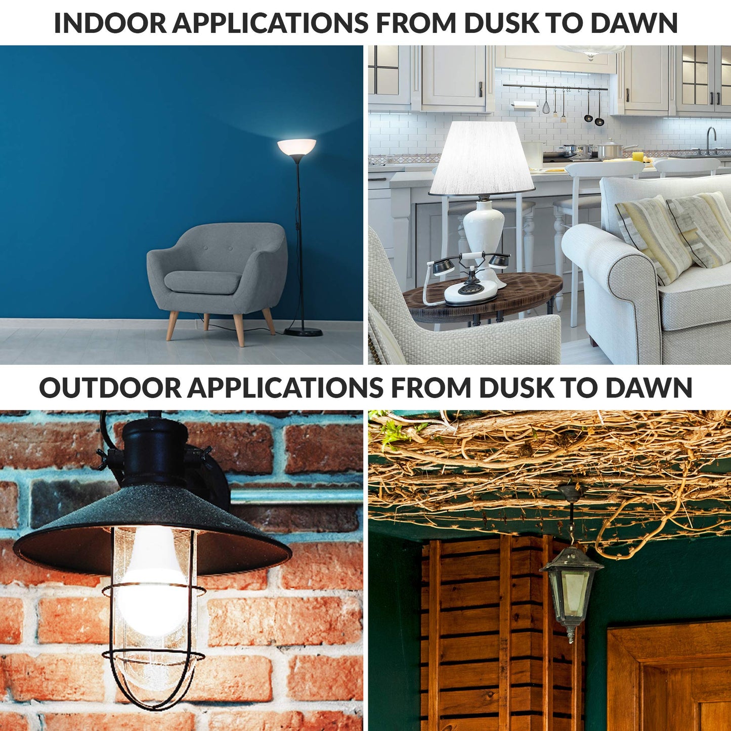Simba Lighting LED A19 Dusk to Dawn 6W 120V Outdoor Bulbs E26 5000K, 2 Pack