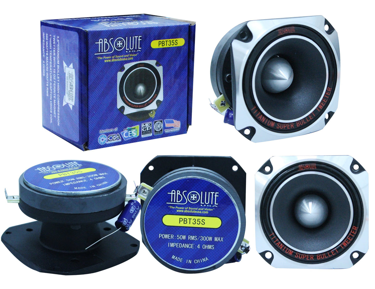 Absolute USA PBT35S 3.5-Inch Titanium Bullet High Compression Tweeter with 10 Oz Ferrite Magnet