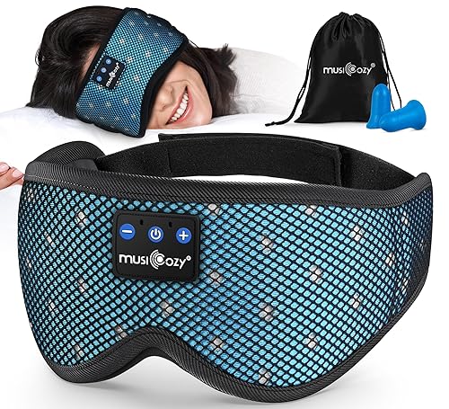 MUSICOZY Bluetooth Sleep Headphones for Side Sleepers, Wireless Headphones with Ultra-Thin Speakers in Comfortable Eye Headphone for Sleeping…