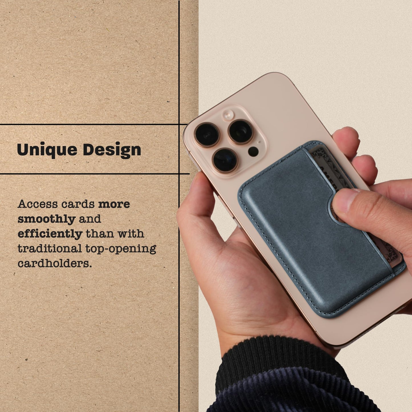 Le Pelle - Handcrafted Italian Leather Card Wallet - [Compatible with MagSafe] - [Slim and Strong Magnetic] - [2-Card Holder] - for iPhone