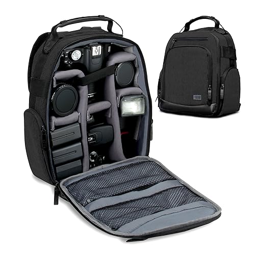 USA Gear Portable Camera Backpack for DSLR with Customizable Accessory Dividers, Weather Resistant Bottom and Comfortable Back Support - Compatible