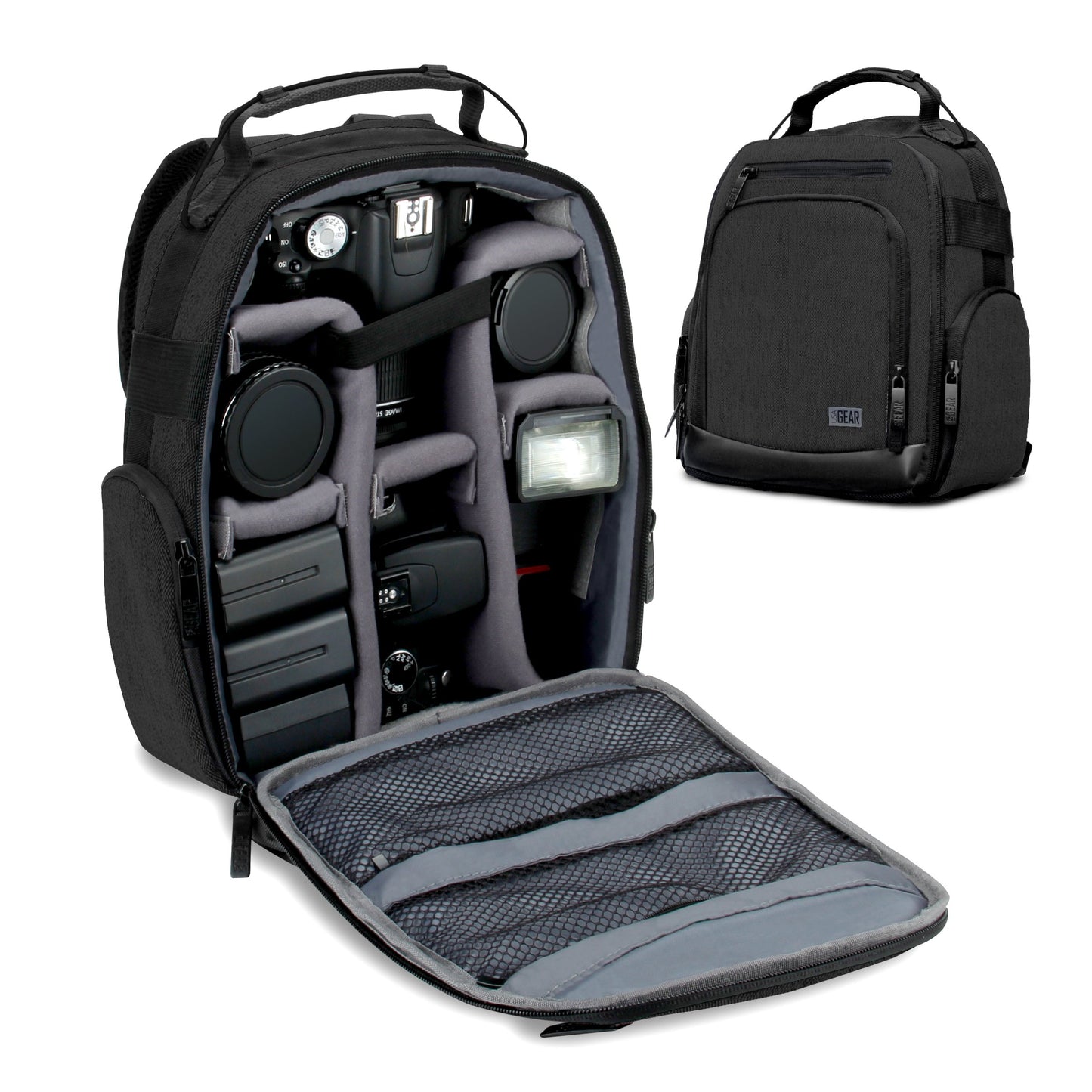 USA Gear Portable Camera Backpack for DSLR with Customizable Accessory Dividers, Weather Resistant Bottom and Comfortable Back Support - Compatible