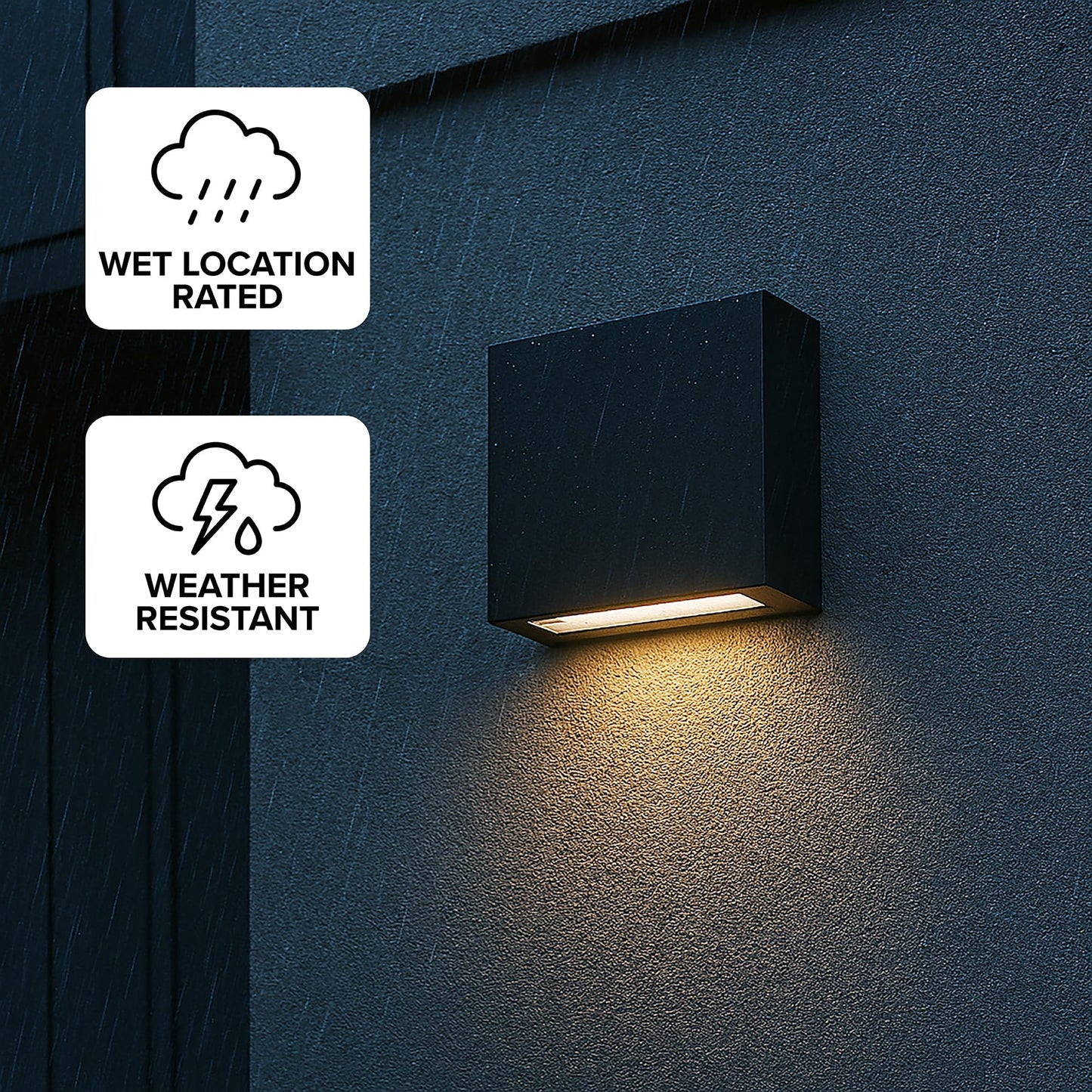 TRANS GLOBE LED-51580 BK I Celestia Collection 8 Inch LED 3000K Outdoor Wall Mount - Black Finish with Frosted Glass I Modern Contemporary Fixture I