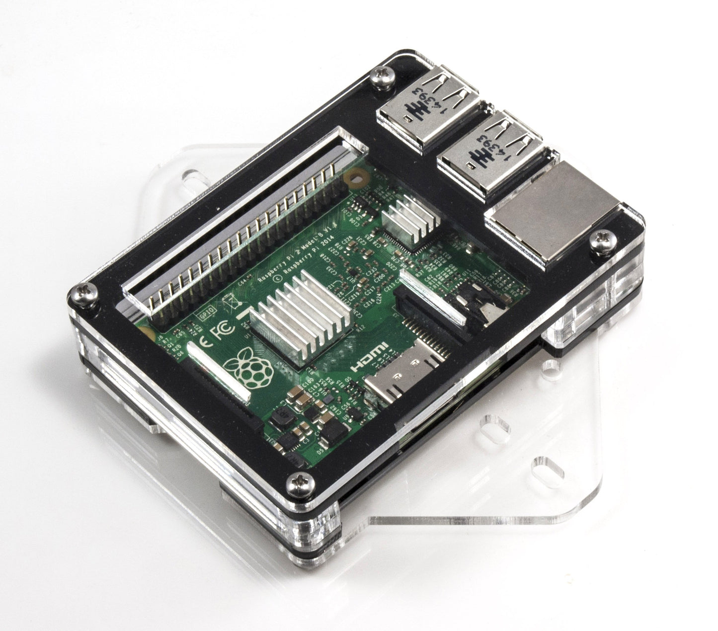 C4Labs Zebra VESA Mounting Plate - Acrylic - For Raspberry Pi 4B, 3B+, 3, Pi 2, B+, A+ - Clear