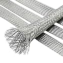 FOURUB Cable Shielding Sleeve Tinned Copper Braided Sleeving Flexible Expandable Metal Ground Straps Wire Harness Protector (1/2"-18ft, Silver)