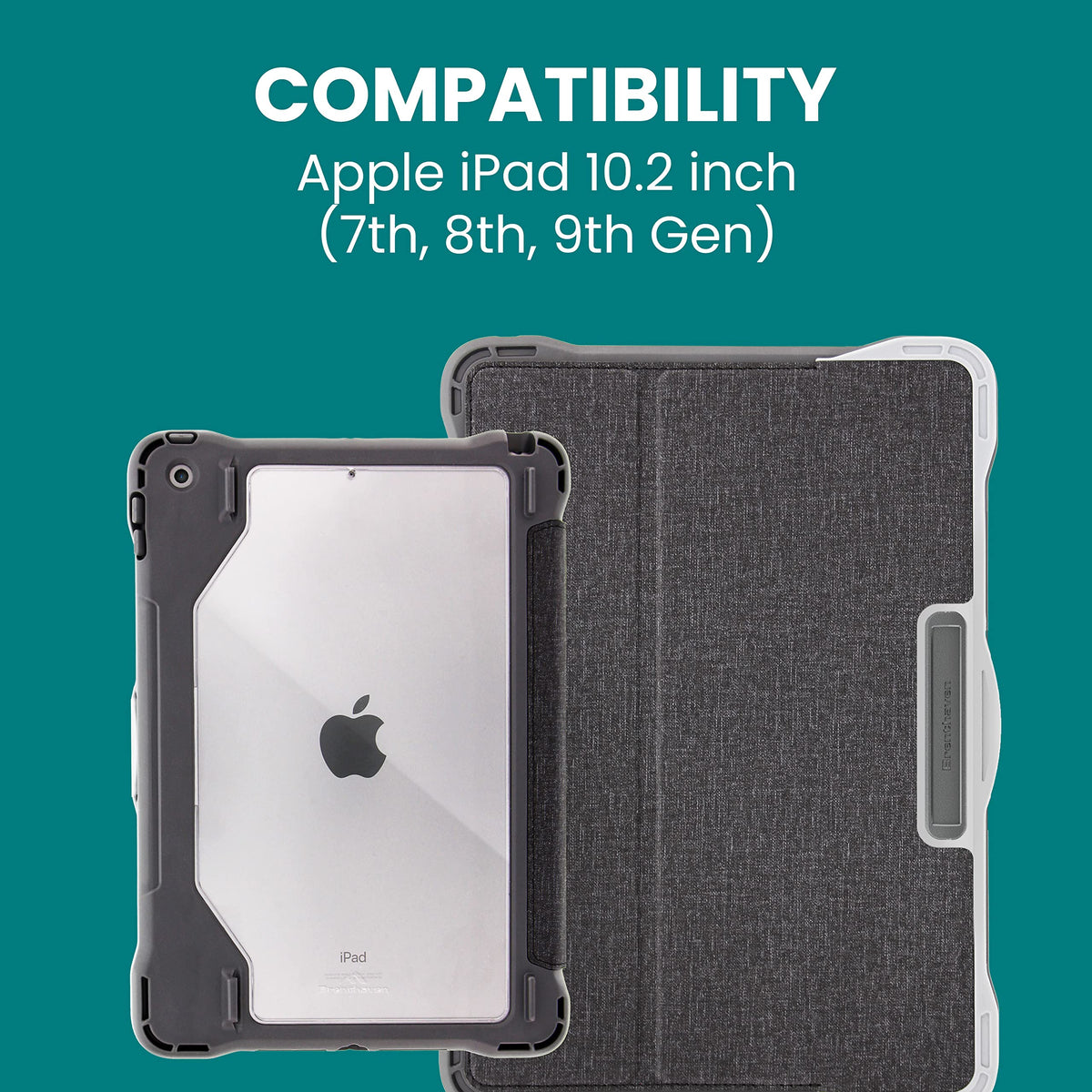 Brenthaven Edge Folio Rugged iPad Case w/Stand Fits ONLY Apple iPad 9th, 8th, and 7th Generation (10.2-inch) - Drop Tested Cover - Gray