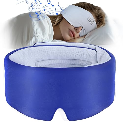 MUSICOZY Ice Silk Sleep Headphones with Bluetooth Mask, Eye Mask for Sleeping in Total Darkness, 5.4 Bluetooth Sleep Mask Sleep Headphones, Soft…
