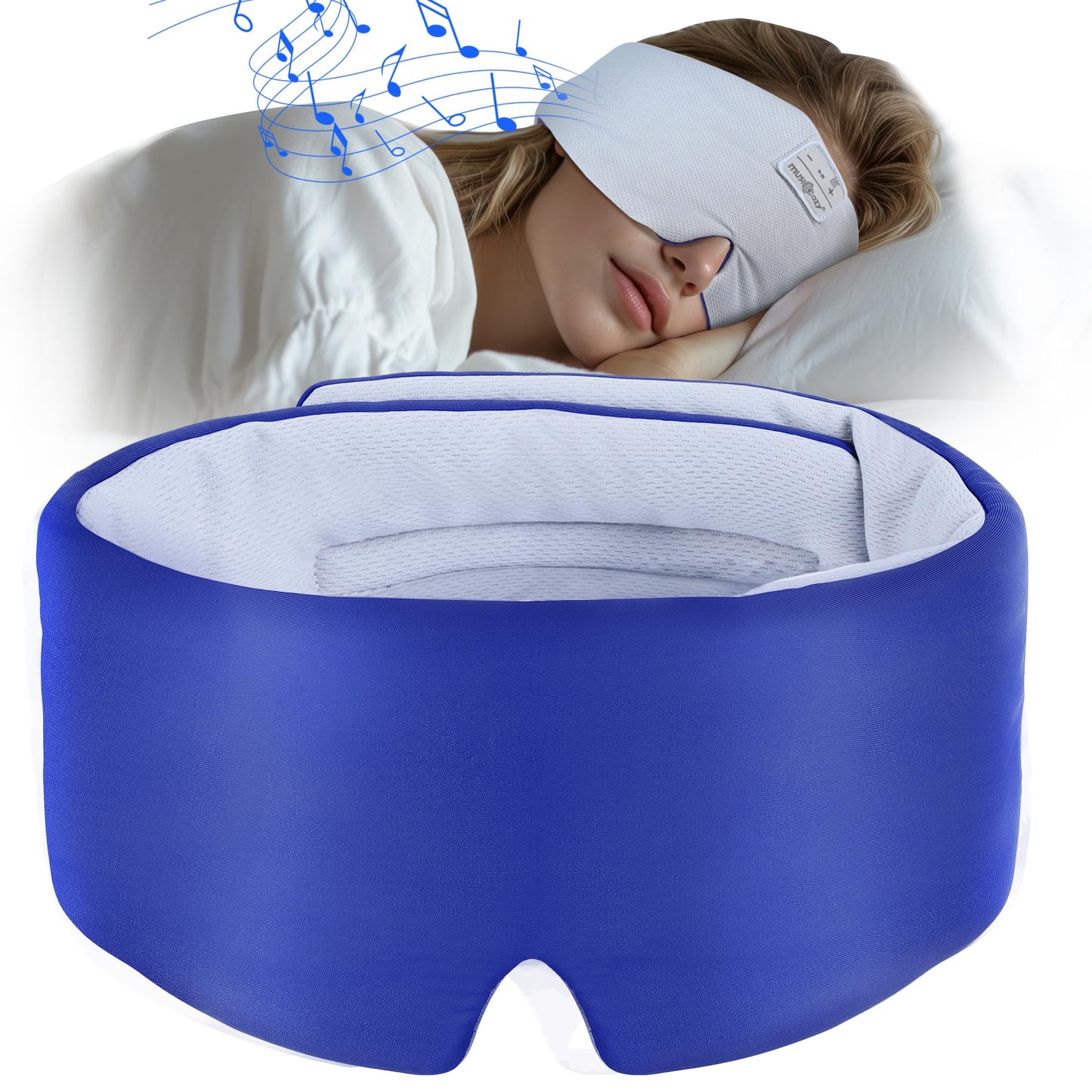 MUSICOZY Ice Silk Sleep Headphones with Bluetooth Mask, Eye Mask for Sleeping in Total Darkness, 5.4 Bluetooth Sleep Mask Sleep Headphones, Soft…