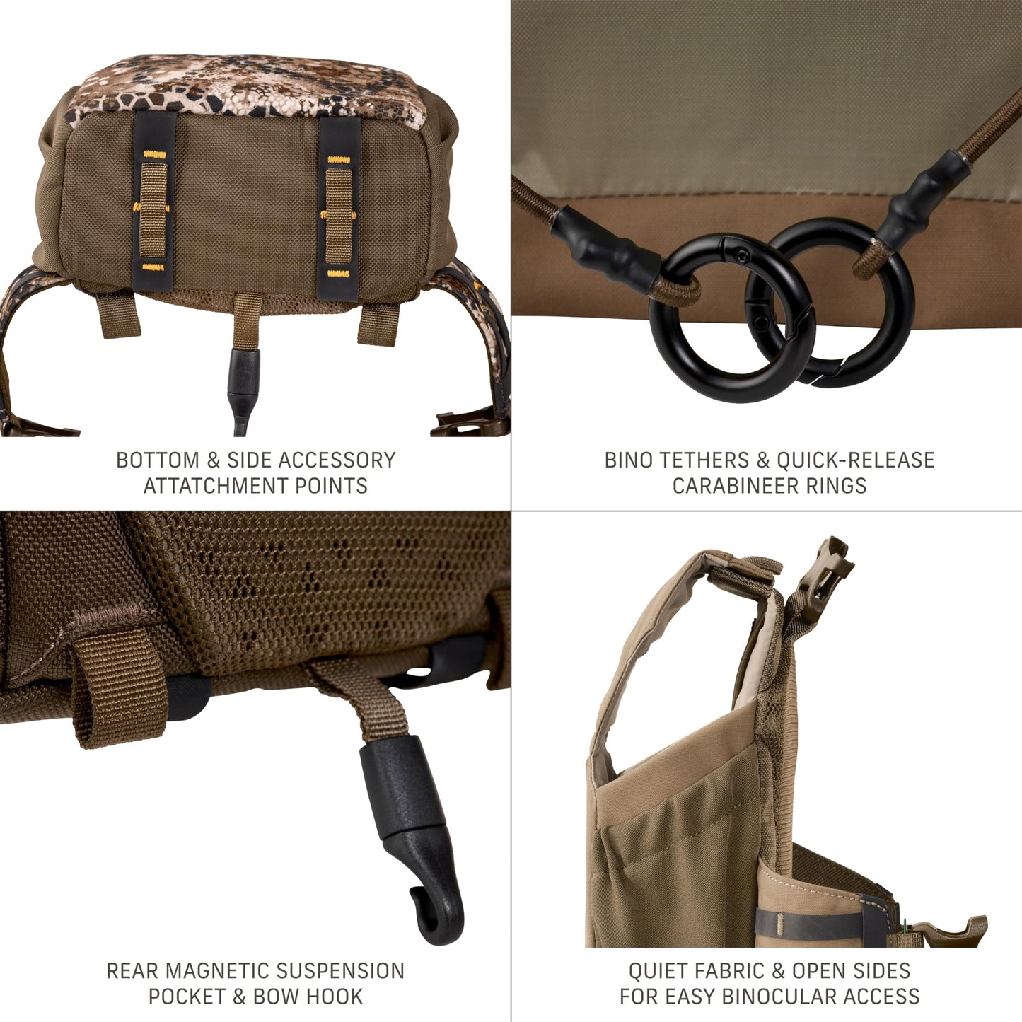 Badlands Bino AXS - Modular Binocular Harness System for Optimal Performance and Durability, Mud, Small