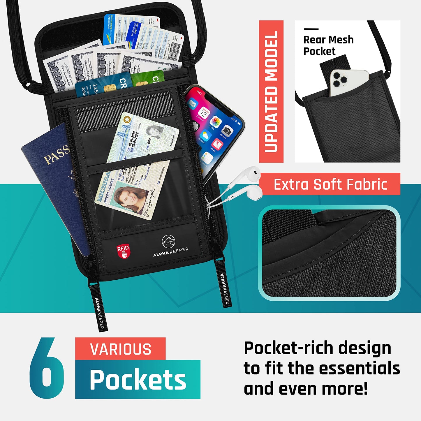 Neck Wallet, Travel Pouch For Passport Holder And Documents, Travel Neck Wallet For Traveling Women