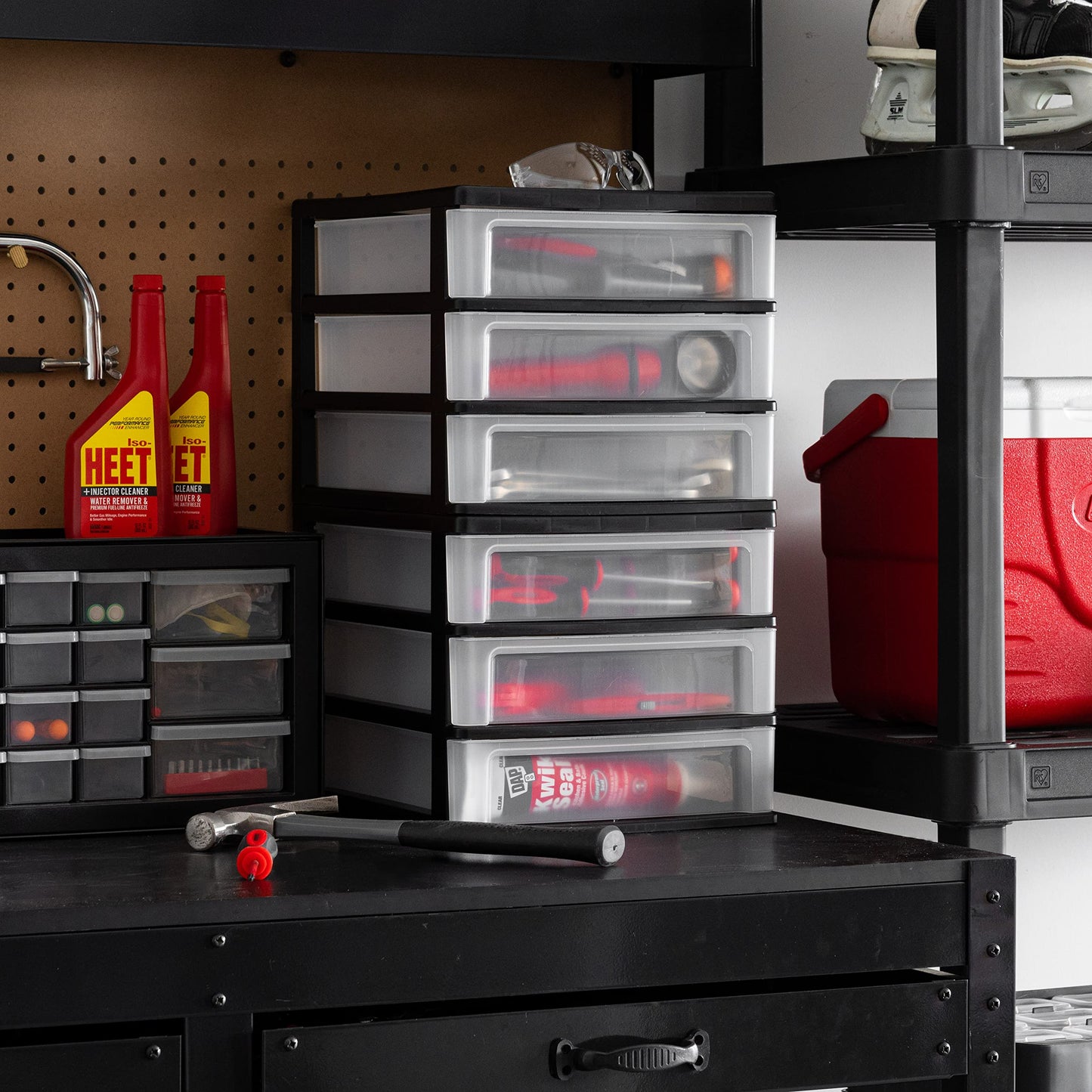IRIS USA 2-Pack, 3-Drawer Medium Plastic Stacking Desktop Organizer, Black