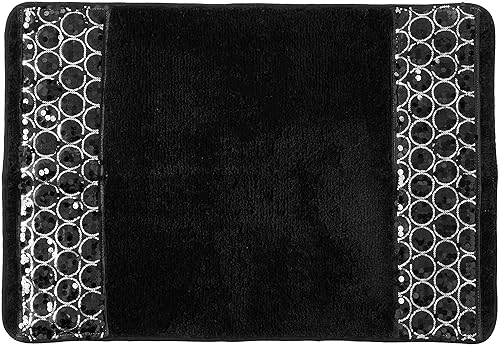 Popular Bath Sinatra Black Bathroom Rug Classic Luxury Bath Rug Contemporary Decor Black Bath Mat for Shower Unique Design Stylish Bling Mosaic, size…