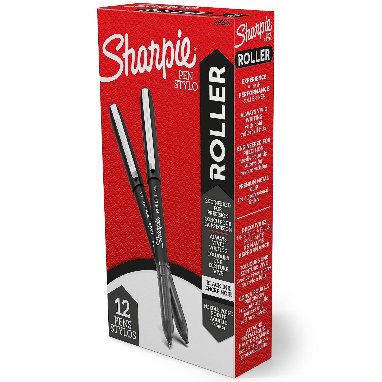 Sharpie Needle Point Rollerball Pens, 0.5mm, Black Ink, 12 Count - Stationary, Writing, Bullet Journaling, Office Supplies