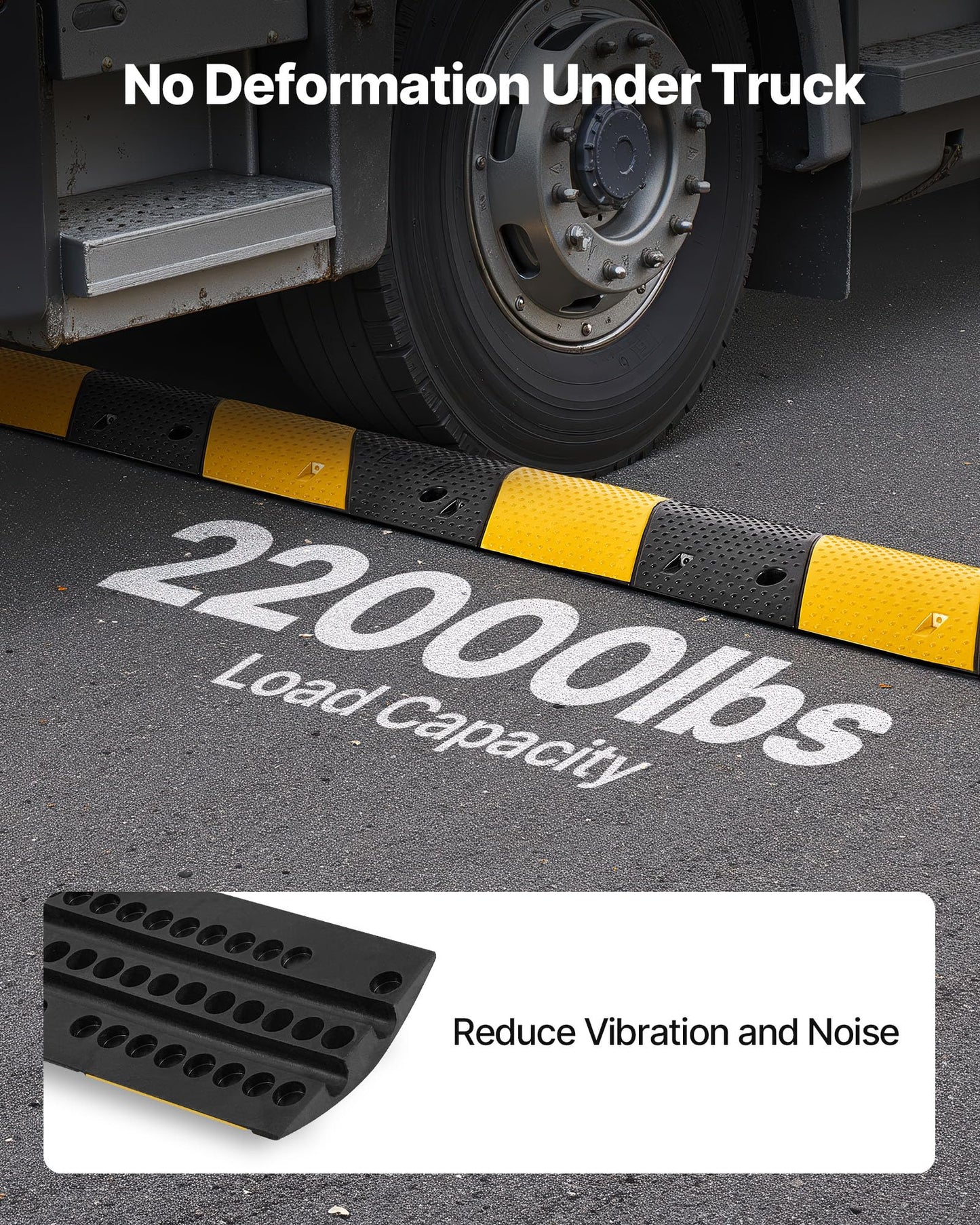 VEVOR 40 in Rubber Speed Bump, 2 Pack, 2 Channel Heavy Duty Traffic Speed Hump, 22000 lbs/Axle Load Capacity, Cable Protector Ramp with Expansion