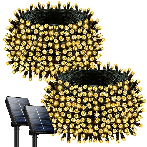 Selarlyt 2 Pack Solar String Lights Outdoor Waterproof, 72FT 200 LED Solar String Lights with 8 Lighting Modes, IP65 Waterproof Solar Lights Outdoor