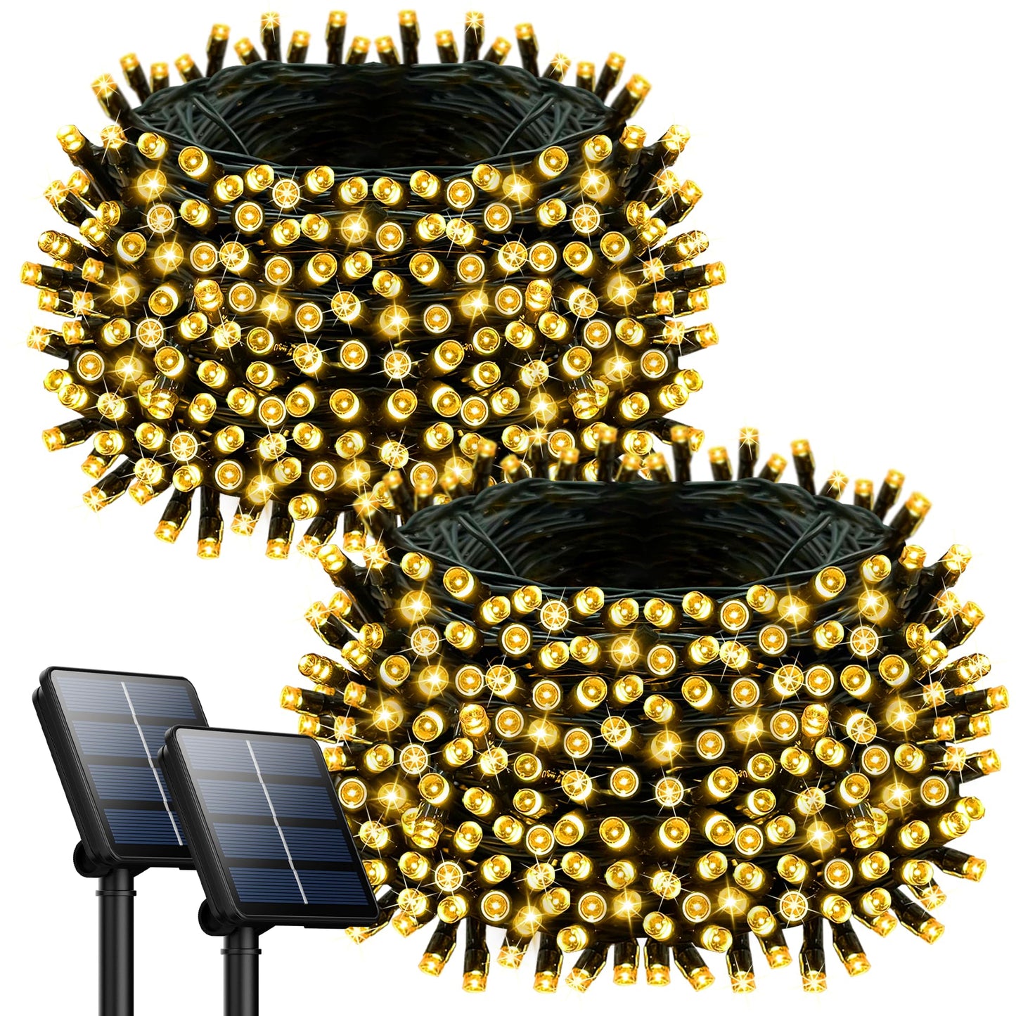 Selarlyt 2 Pack Solar String Lights Outdoor Waterproof, 72FT 200 LED Solar String Lights with 8 Lighting Modes, IP65 Waterproof Solar Lights Outdoor