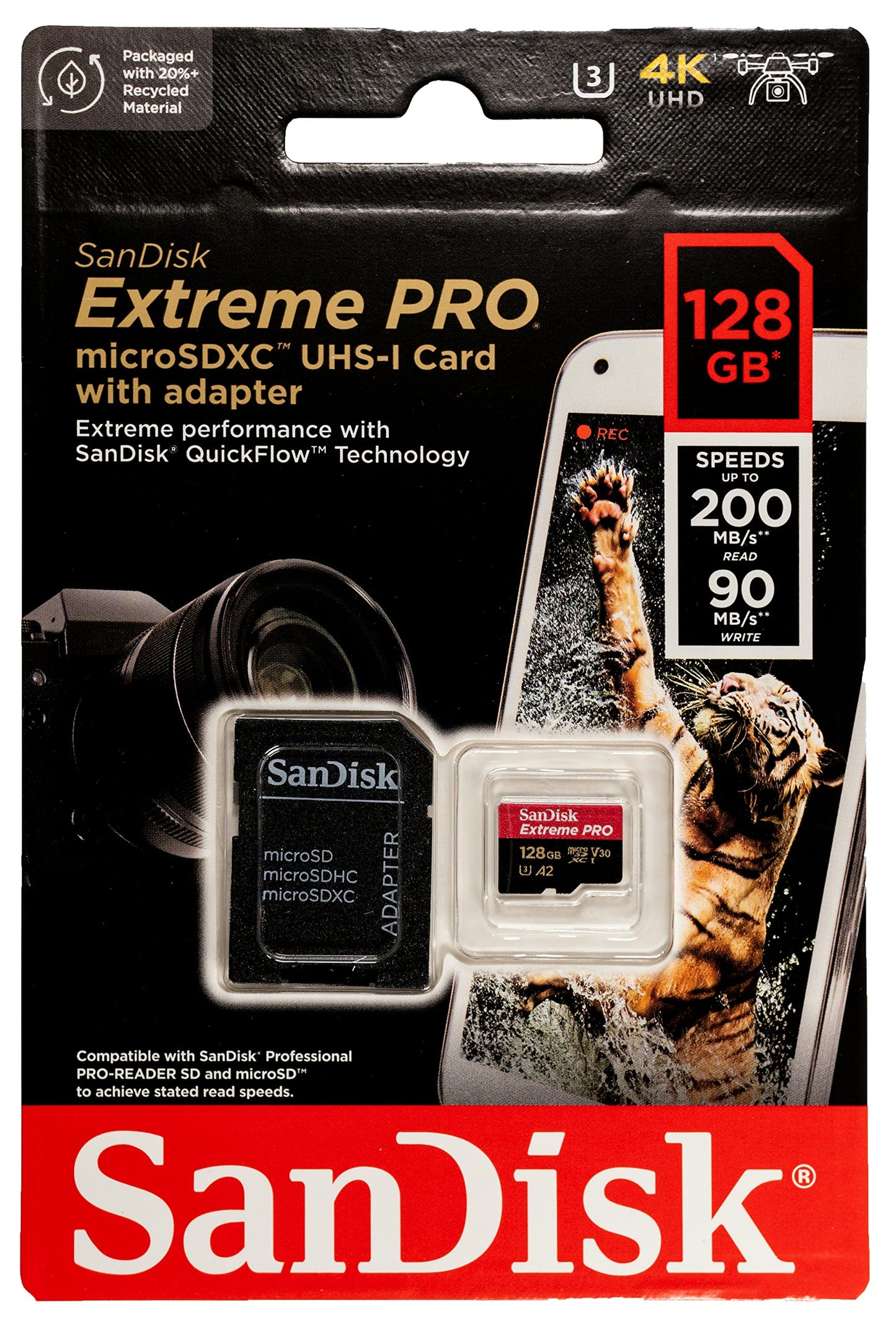 SanDisk 128GB Extreme Pro Micro SD Memory Card Works with GoPro Action Camera Hero 12 Black SDSQXCD-128G-GN6MA V30 U3 Bundle with (1) Everything But