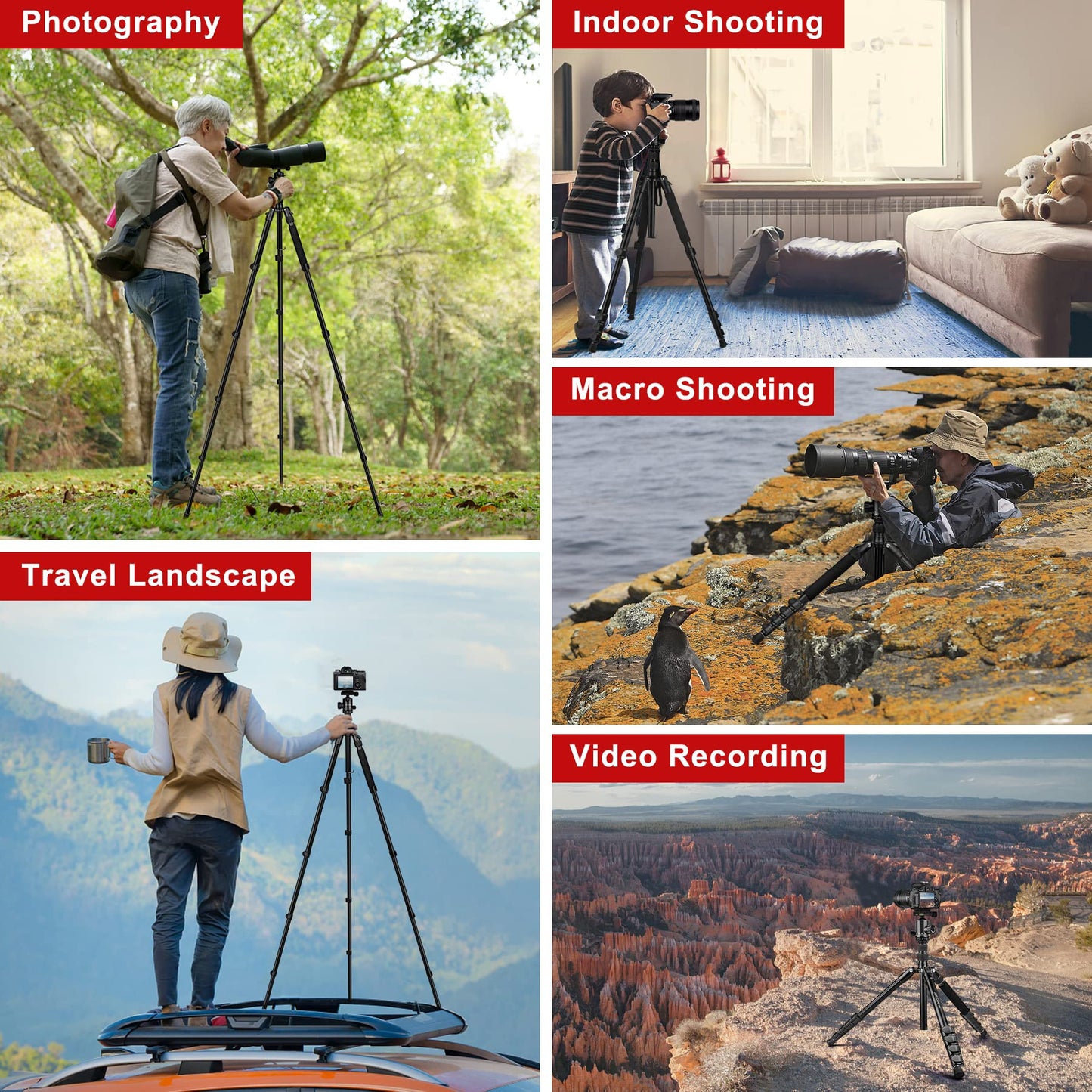 JOILCAN Tripod for Camera, 81" Camera Tripod Stand, 83 inches DSLR Tripods & Monopods, Heavy Duty Travel Tripod for Binoculars Laser Level Spotting