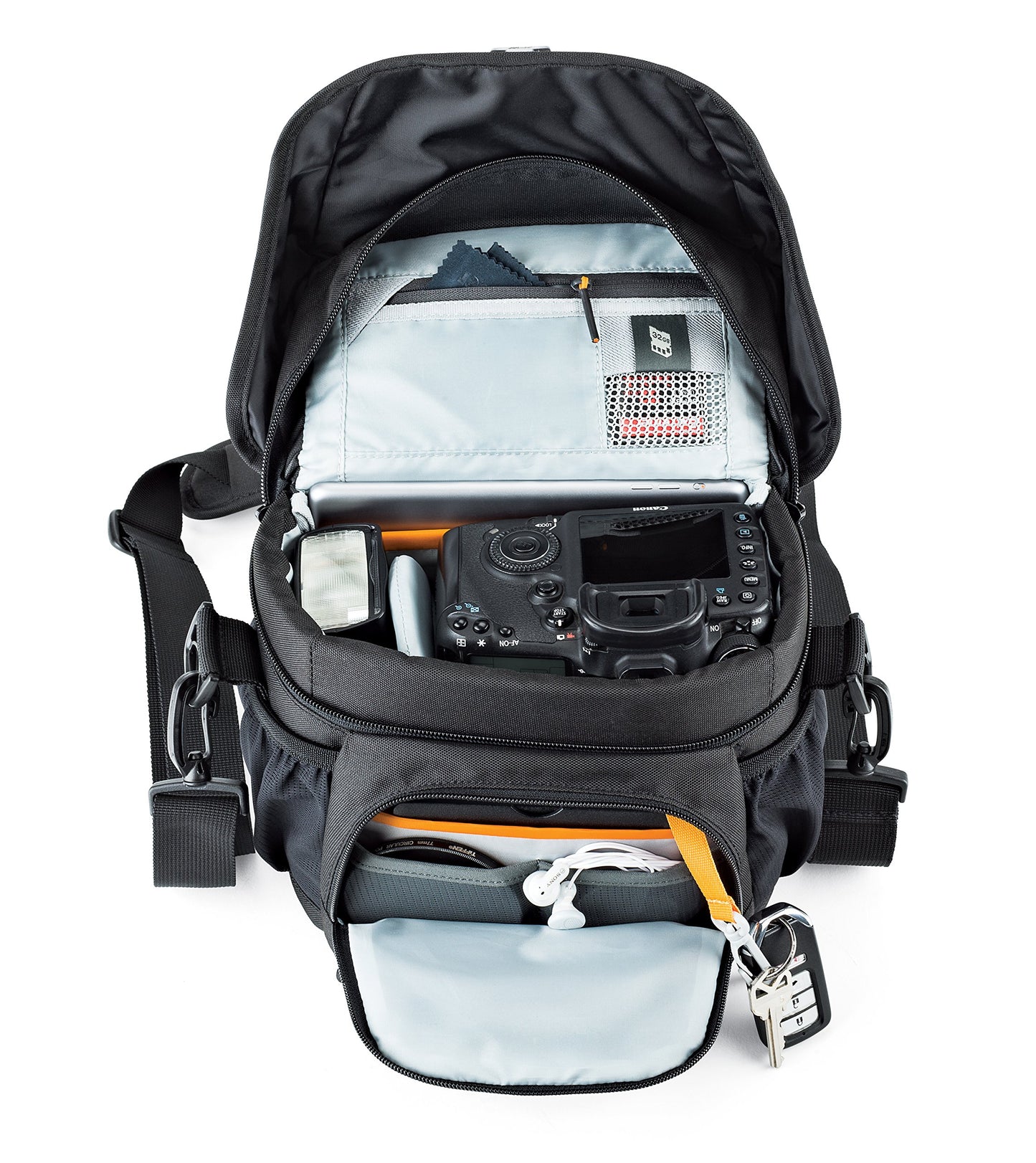 Lowepro LP37119, Nova 160 AW II Camera Bag, Customizable, Portable, Fits DSLR with 17-85 mm Attached Lens, Compact Drone, 1-2 Additional Lenses