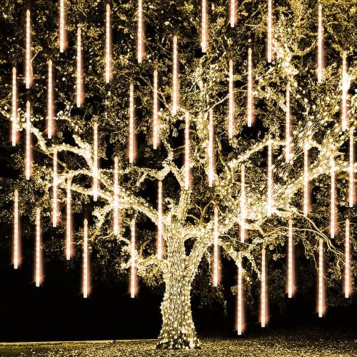 TW SHINE Christmas Meteor Shower Lights Outdoor, 864 LED 12" 24 Tubes Waterproof Christmas Lights Outdoor Plug in, Snow Falling Rain Icicle Xmas Light