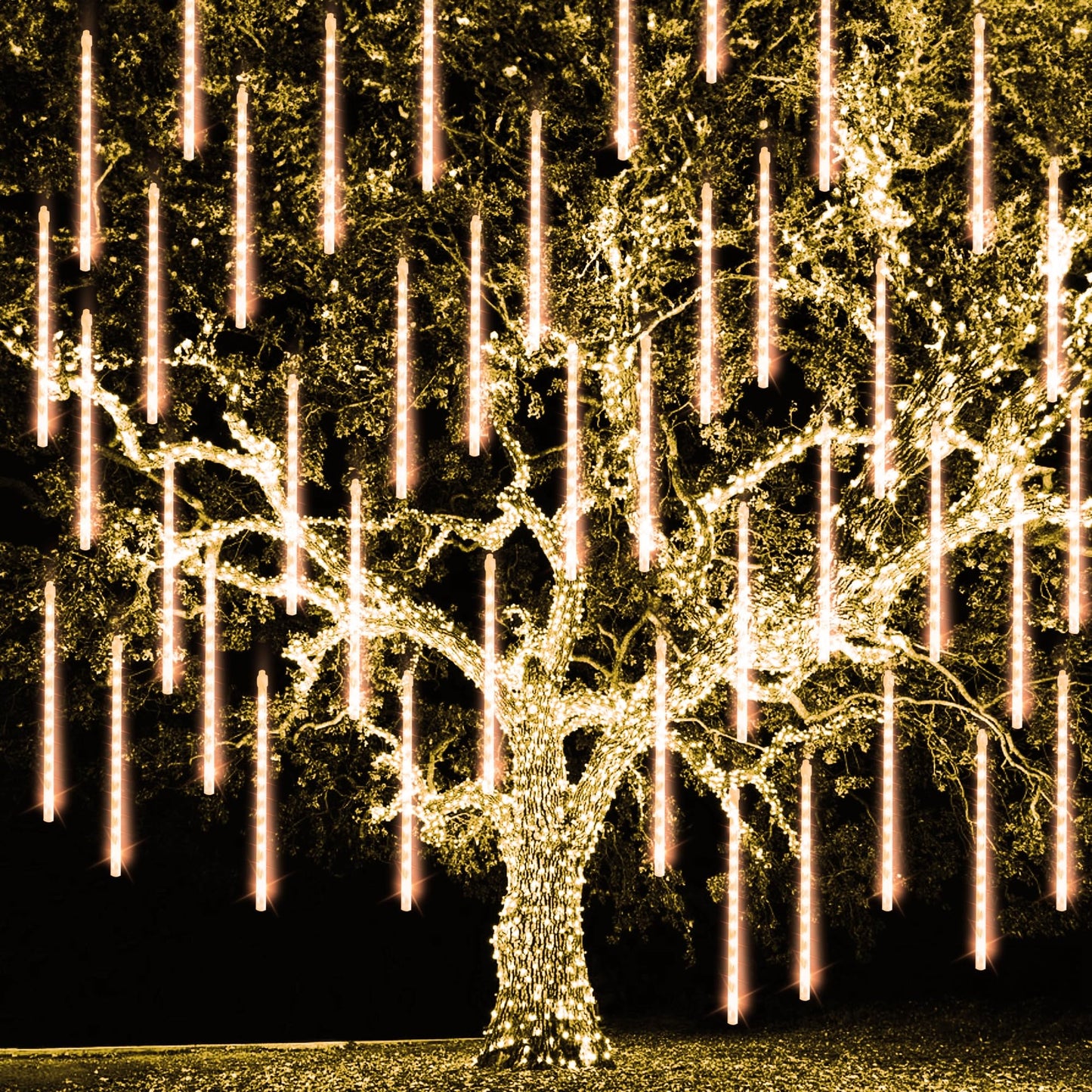 TW SHINE Christmas Meteor Shower Lights Outdoor, 864 LED 12" 24 Tubes Waterproof Christmas Lights Outdoor Plug in, Snow Falling Rain Icicle Xmas Light
