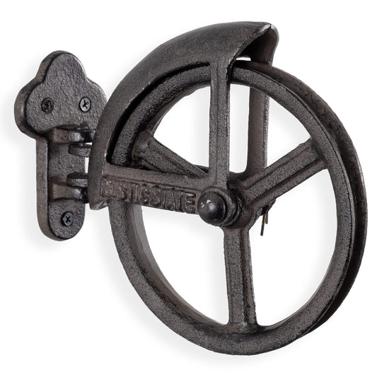 Rustic State Summit Wall Mount Rotate Cast Iron Vintage Industrial Wheel Farmhouse Pulley for Custom Make Lamp Pendant Fixtures Black