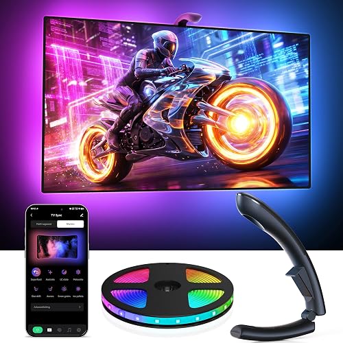 AOC TV LED Backlight, TV Lights that Change with TVs for 55-65 inch Screen, RGB Strip Lighting with Sensor, Syncs Behind The Monitor, Smart App