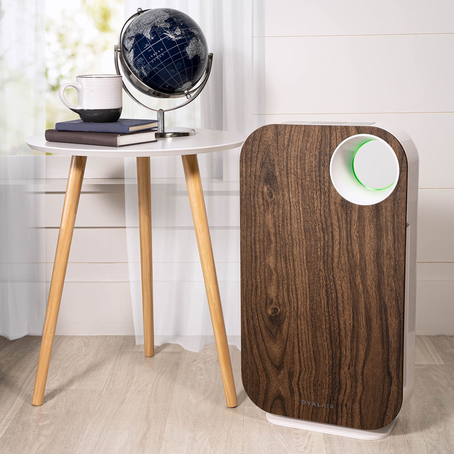 OVAL AIR AIR1000D 3-Stage H13 True HEPA 5-in-1 Air Purifier For Allergens,Dust,Pets,Allergies,Odor,Smoke,Pollen, Rooms up to 600 sq. ft., Dark Wood