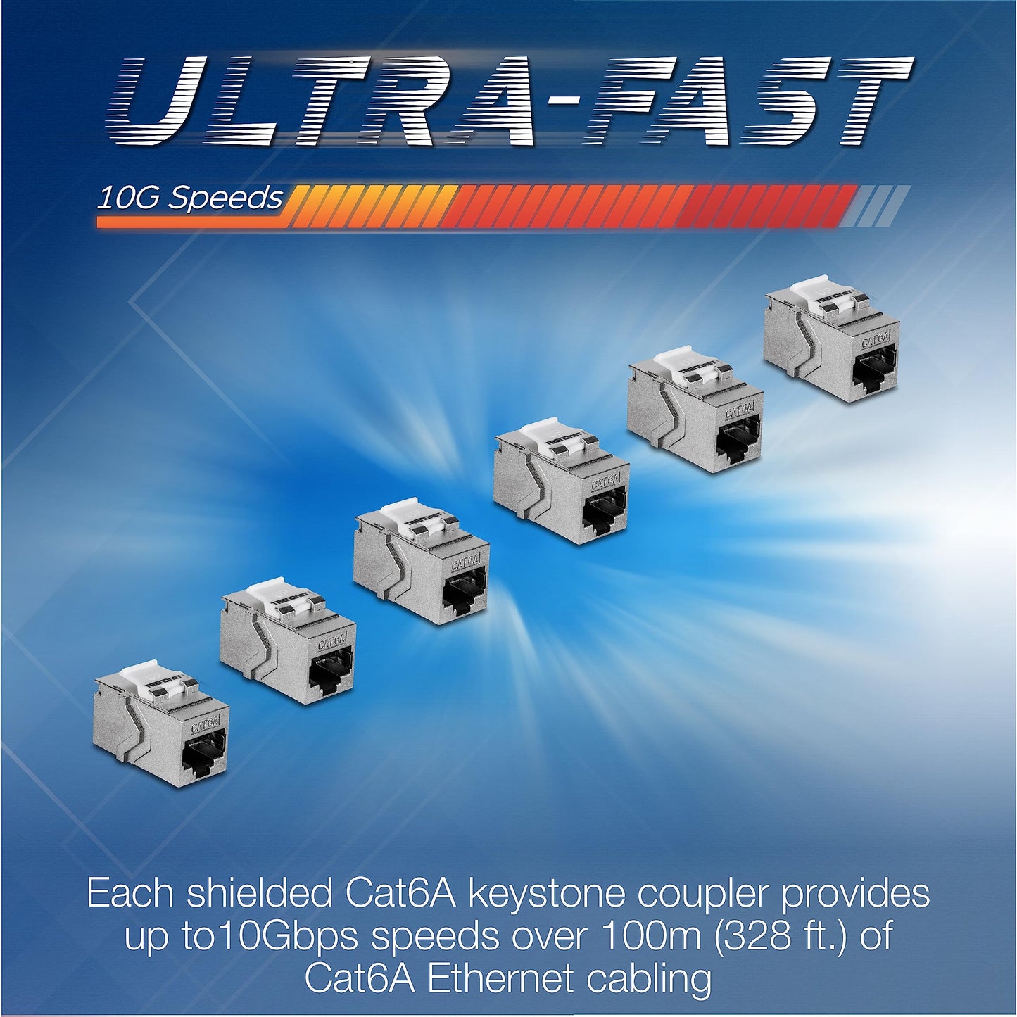 TRENDnet Cat6A RJ45 Keystone Inline Coupler Keystone Jack, 6-Pack, TC-KC06C6A, Keystone Jack Female to Female for Wall Plates & Blank Shielded