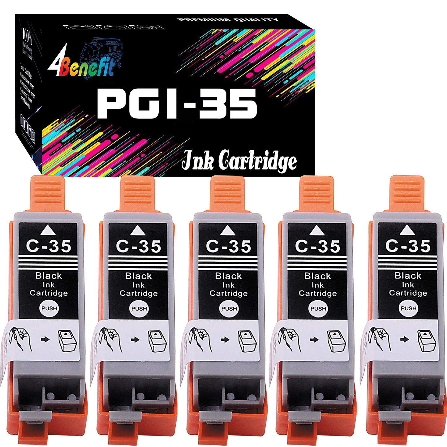 Dell (Set of 5) 4Benefit Compatible PGI-35 CLI-36 PGI 35 CLI 36 Ink Cartridge PGI35 (5xBlack) Used for PIXMA IP100B IP100 IP110 Inkjet Printer