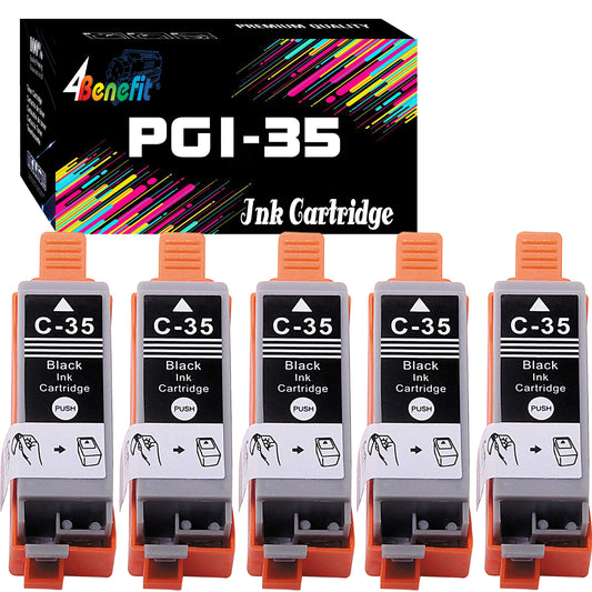 Dell (Set of 5) 4Benefit Compatible PGI-35 CLI-36 PGI 35 CLI 36 Ink Cartridge PGI35 (5xBlack) Used for PIXMA IP100B IP100 IP110 Inkjet Printer