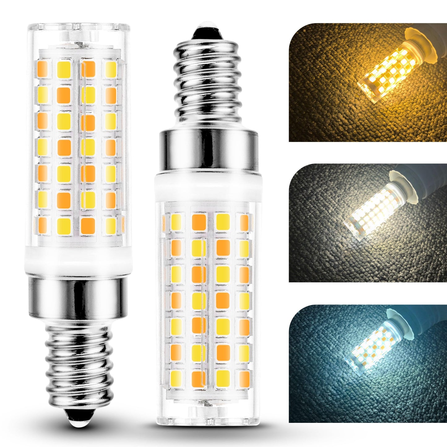 E12 LED Candelabra Bulb 60W Equivalent 3CCT Adjustable (2700K-4000K-6000K), AC120V 6W 600LM, 3 Colors Temperature Mode E12 C7 T6 Bulb for Night Light