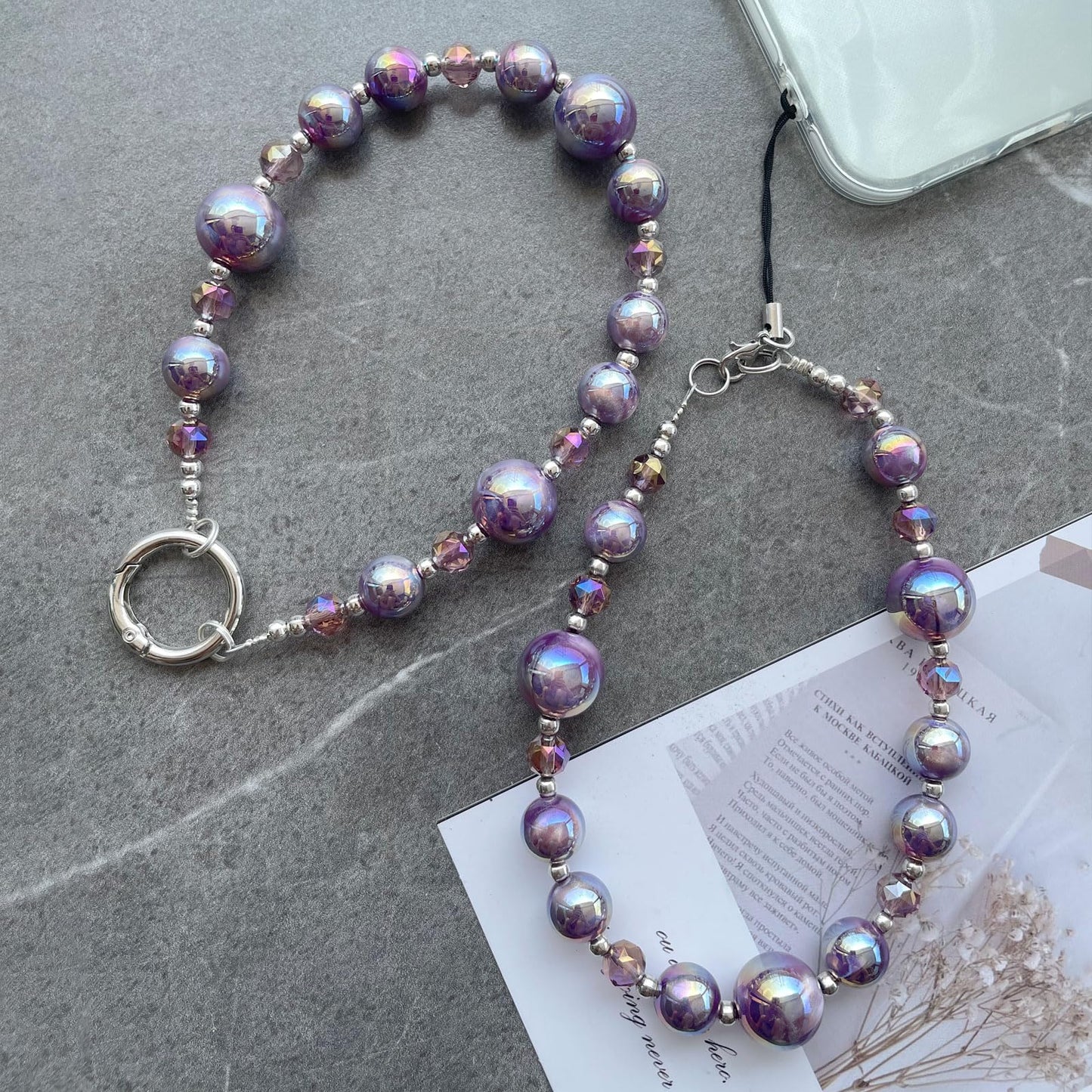 TOBLEEY Beaded Charms Strap, Crystal Bracelet Wrist Lanyard, Cute Phone Key Chain, Case Accessories for Camera Wallet AirPods Beaded Phone Lanyard