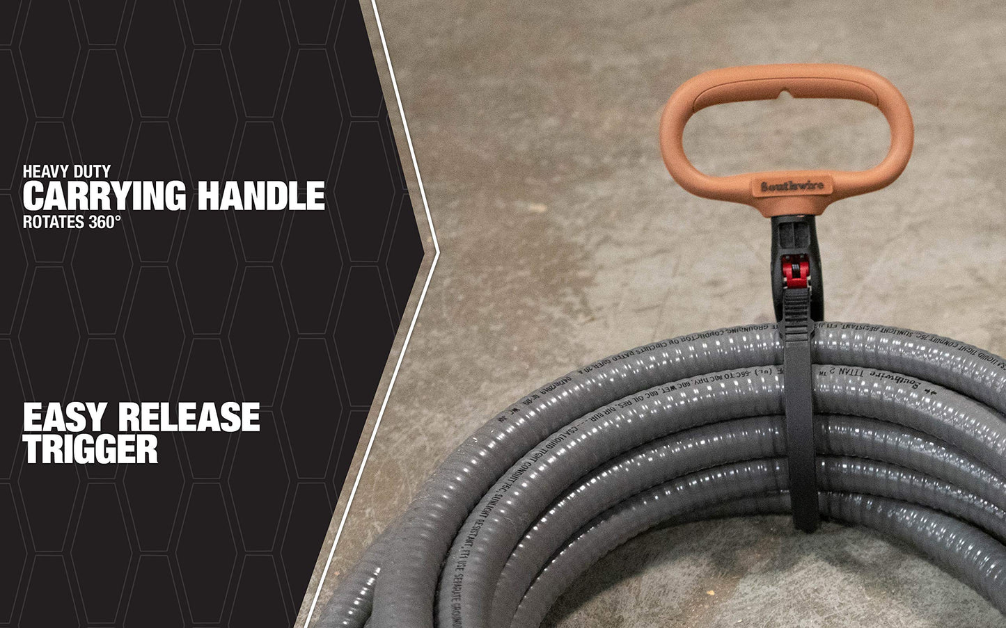 Southwire CLPT04 4-Inch Adjustable Heavy Duty Clamp Tie w/ Rotating Handle; Reusable Zip Down Cable; Brown