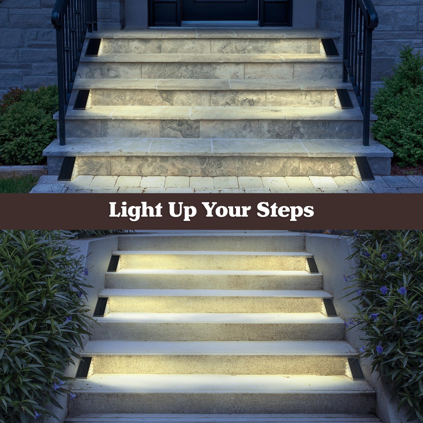 Solar Step Lights for Outside 6-Pack - LED Solar Stair Lights Outdoor Waterproof IP67 Outdoor Lighting for Walkways, Deck, Front Door Entryway, Garden