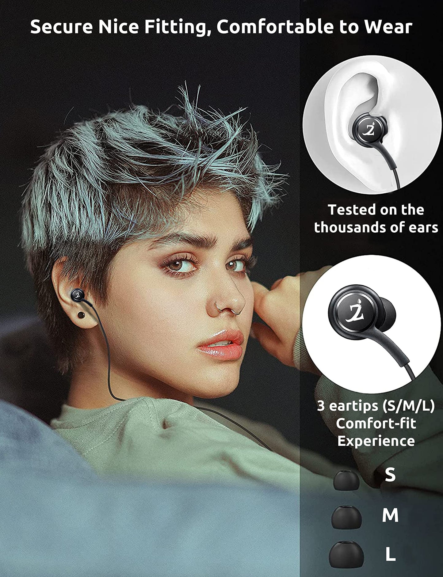 ZAMZAM PRO 3.5mm(1/8inch) Regular Plug Stereo Headphones with Hands-Free Built-in Microphone Buttons + Crisp Digital Titanium Clear Audio