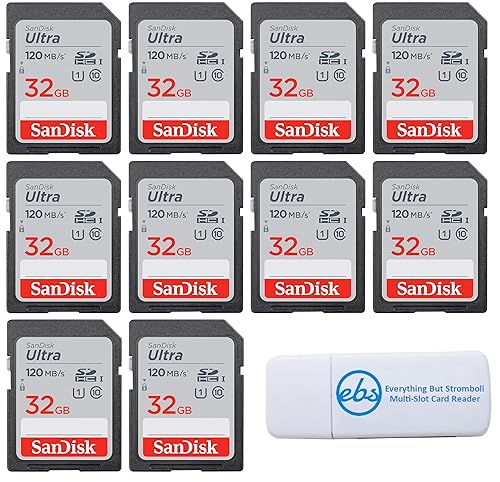 SanDisk 32GB SDHC Ultra Memory Card (10 Pack) Works with Bushnell Stealth P, Stealth X, Core Series Trail Camera (SDSDUN4-032G-GN6IN) Bundle with (1)