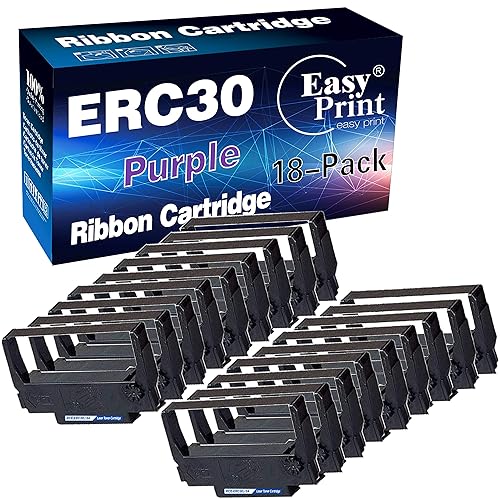 (18-Pack, Purple) Compatible ERC-30 ERC 30 34 38 Ribbon for use in Epson M119 M119B M119D M133A M270 M17-JB M52-JB TM-U325 TM-U370 TM-U375 TM-200