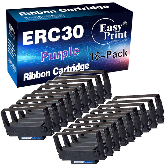 (18-Pack, Purple) Compatible ERC-30 ERC 30 34 38 Ribbon for use in Epson M119 M119B M119D M133A M270 M17-JB M52-JB TM-U325 TM-U370 TM-U375 TM-200
