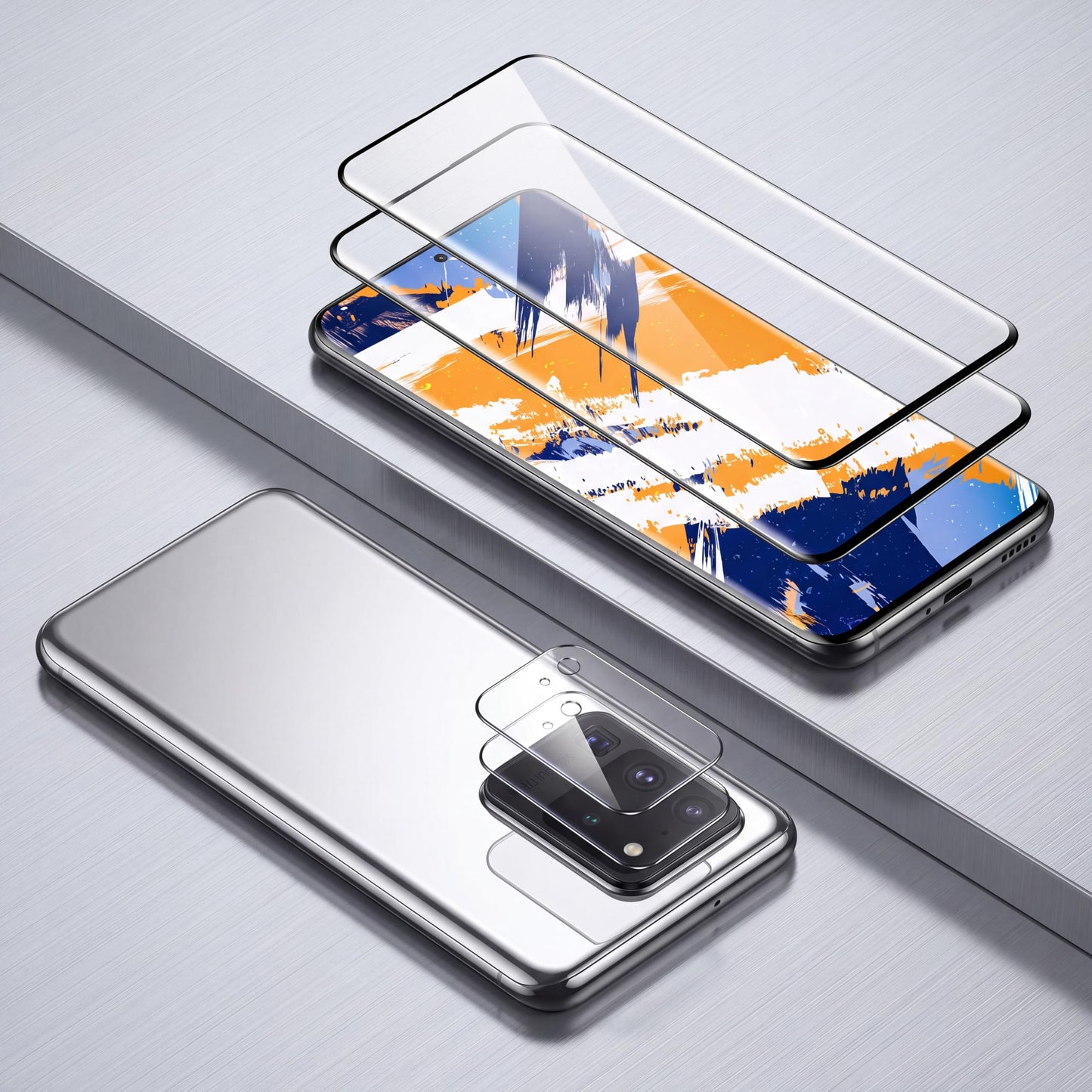 2 Pack Screen Protector for Samsung Galaxy S20 Ultra Tempered Glass with 2 Pack Camera Lens Protector, 9H Hardness HD Clear Anti Scratch Full Coverage