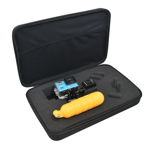 Large Carrying Case with Customizable Foam Protective Storage Case for Sports Camera SJCAM Monopole Accessories Yi 4K LCD SD Cards Batteries Feiyu