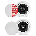 Pyle Pair 5.25” Flush Mount in-Wall in-Ceiling 2-Way Home Speaker System Spring Loaded Quick Connections Dual Polypropylene Cone Polymer Tweeter