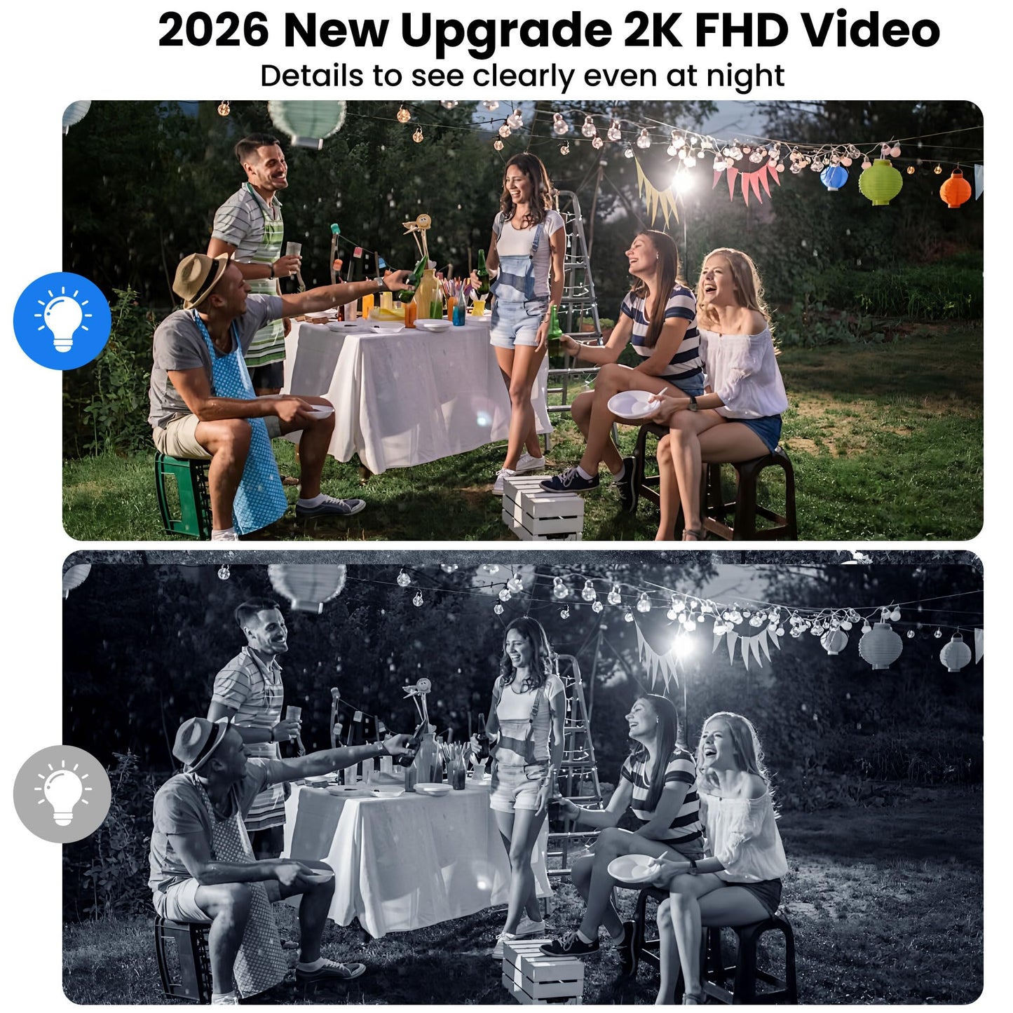 2026 Upgraded 2K Security Cameras Wireless Outdoor (2 Pack), Free Cloud Storage, Long Battery Life, AI Motion Detection, Spotlight & Siren