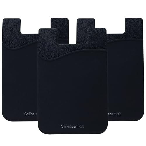 Cellessentials USA Merchant Redesigned Card Holder - Silicone Stick on Cell Phone Wallet with Pocket for Credit Card ID Business Card - iPhone Android