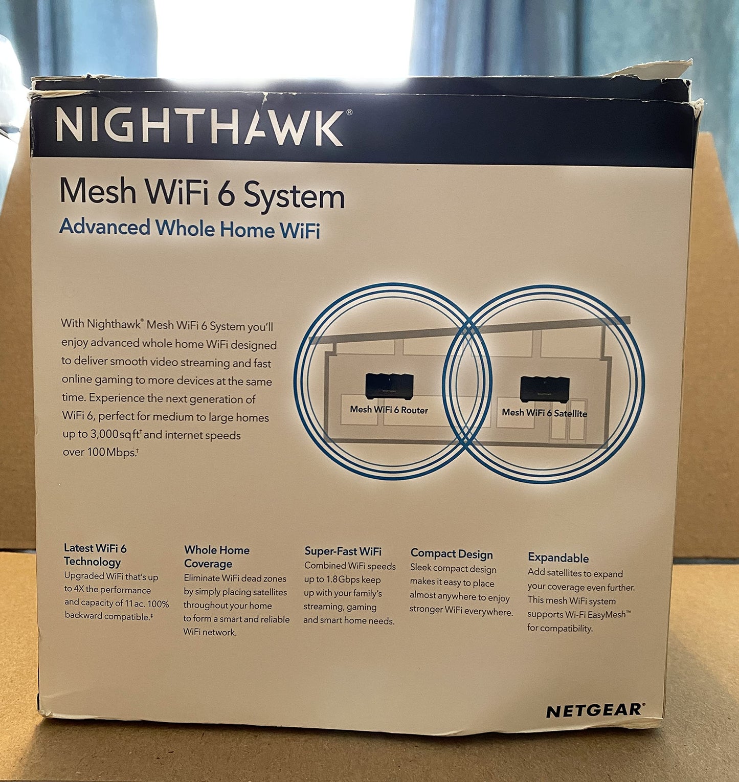 NETGEAR Nighthawk Whole Home Mesh WiFi 6 System (MK62) - AX1800 Router with 1 Satellite Extender, Coverage up to 3,000 sq. ft. and 25+ Devices