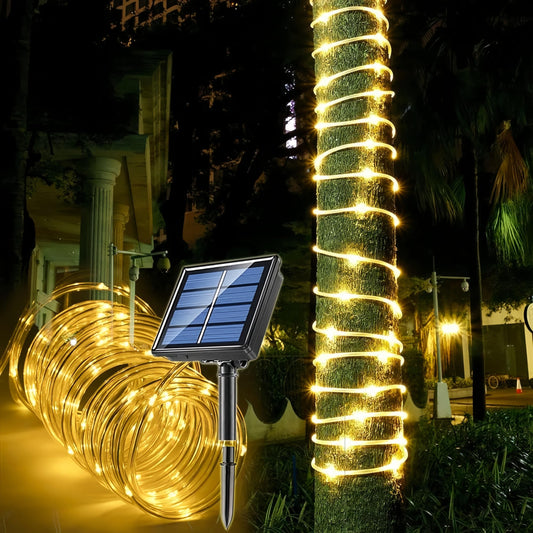 Clearhill Solar Rope Lights 10M/32ft Warm 100LED 8 Modes Waterproof IP65 Outdoor Solar String Lights for Garden, Party, Home, Christmas, Halloween