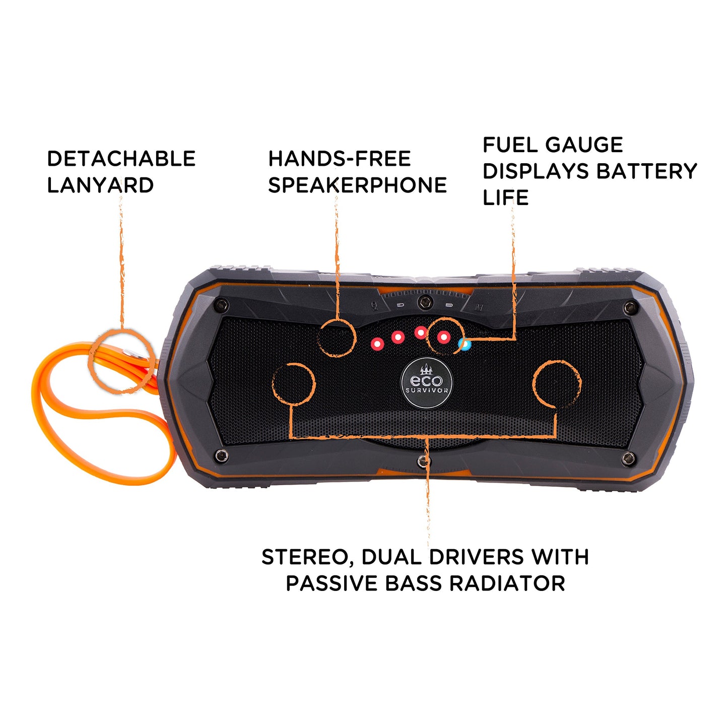 EcoSurvivor Bluetooth Speaker, Built in Battery Backup, 34425
