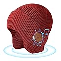 Bluetooth Beanie Hat with Headphones, Wireless Winter Hat Built-in Microphone and Stereo Speakers (Red)