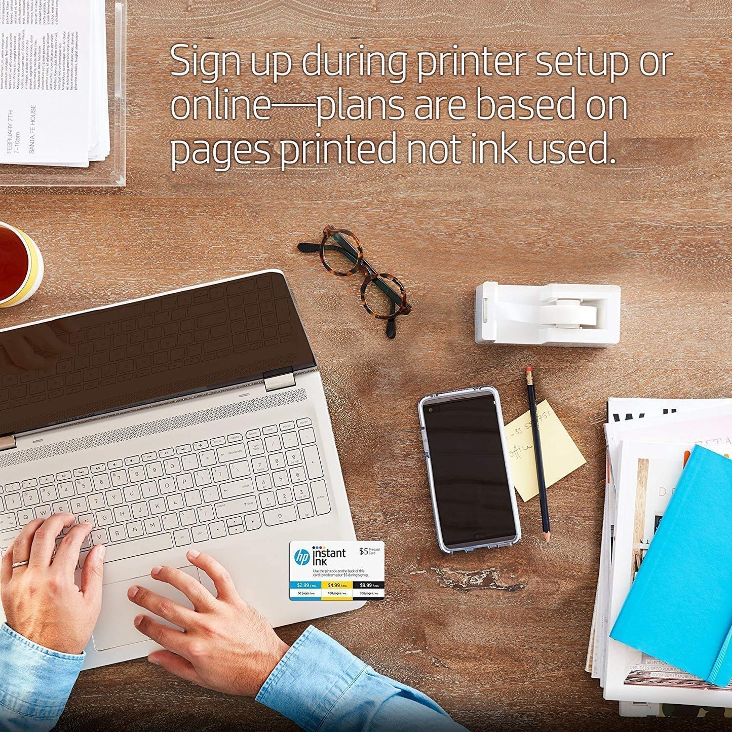 HP OfficeJet Pro 6978 All-in-One Wireless Printer with Mobile Printing (T0F29A) and Instant Ink Prepaid Card for 50 100 300 Page per Month Plans